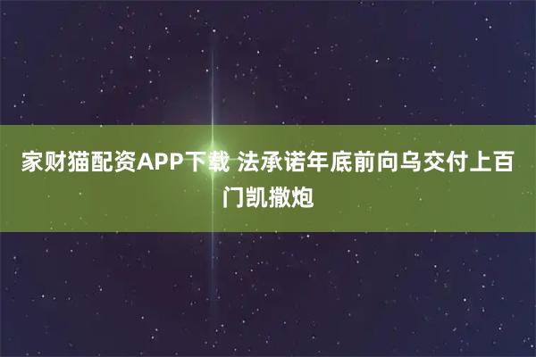 家财猫配资APP下载 法承诺年底前向乌交付上百门凯撒炮